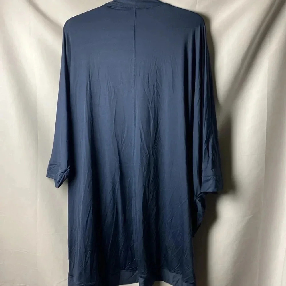 CACIQUE WOMENS SIZE 18/20 NAVY NYLON SPANDEX SLEEP JACKET‎ WITH POCKETS - Picture 11 of 11